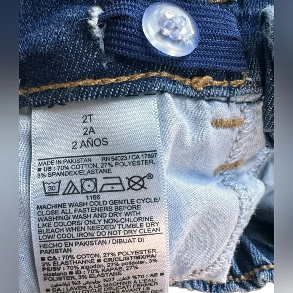 Old Navy Girls 360 Stretch Adjustable Waist Blue Denim Rockstar Jeggings. 2. 2T.